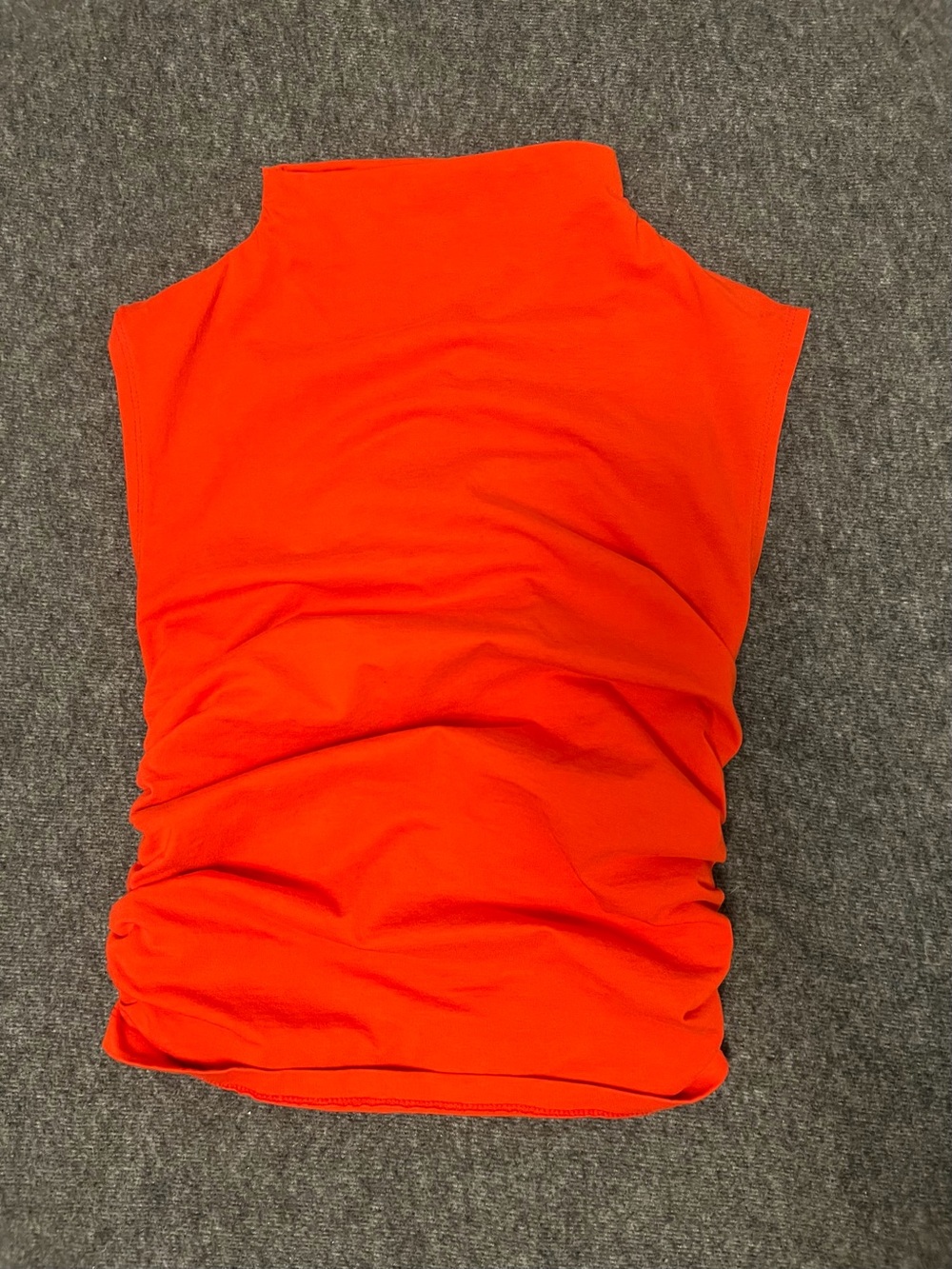 Maeve Anthropologie Red Orange Ruched Mock Neck Top XS